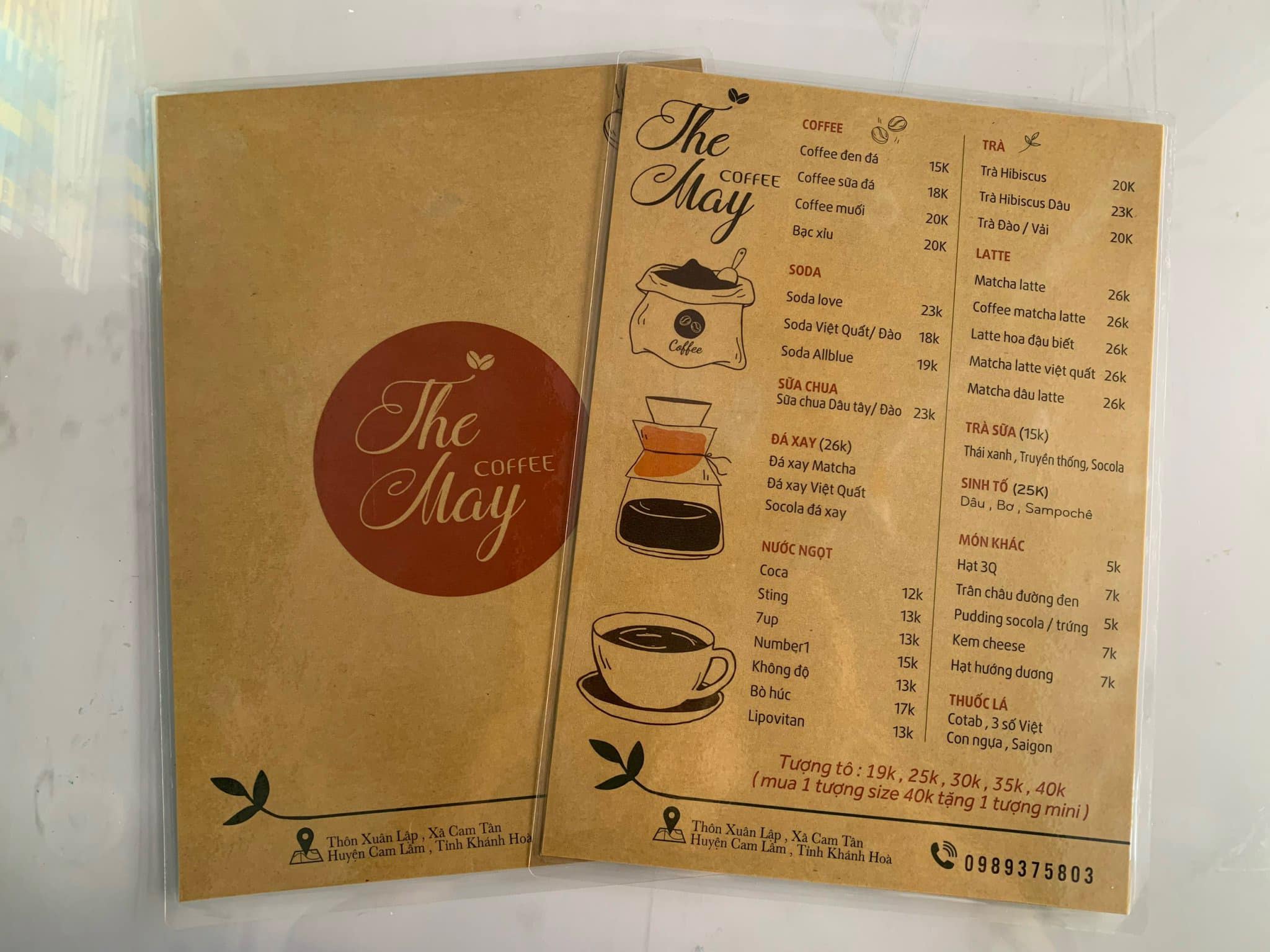 MENU GIẤY KRAF A4 ÉP NHỰA