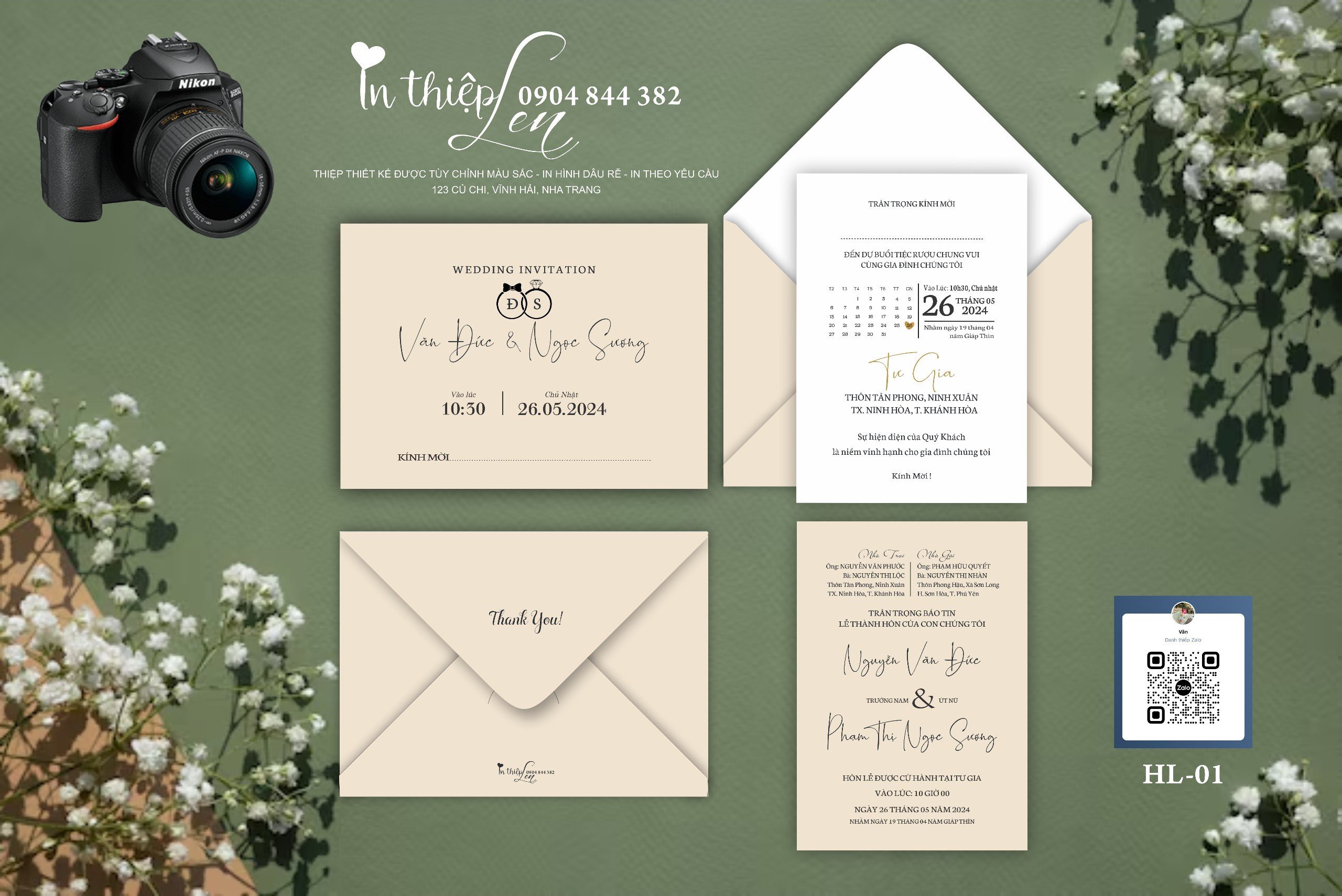 Thiệp cưới thiết kế - HL 64