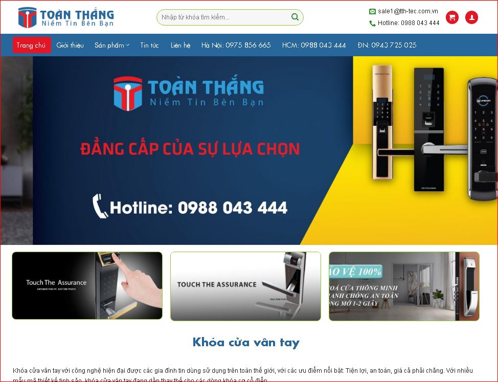 Mẫu website bán khóa cửa thông minh