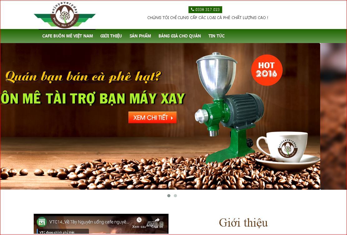 Mẫu website bán cafe