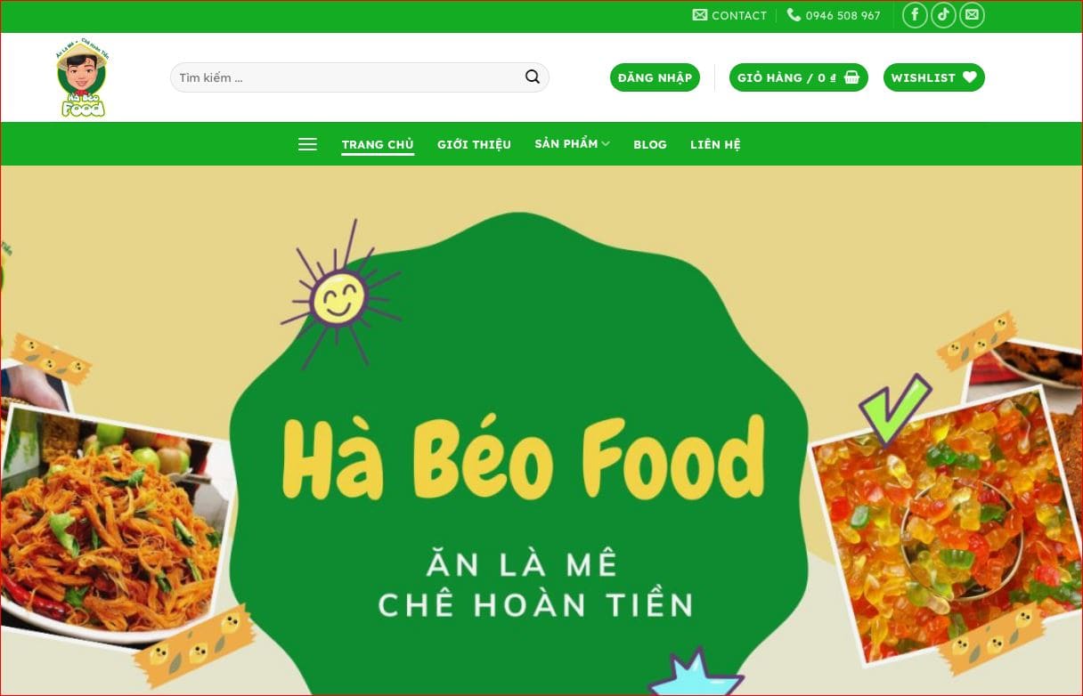 Mẫu website bán đồ ăn vặt