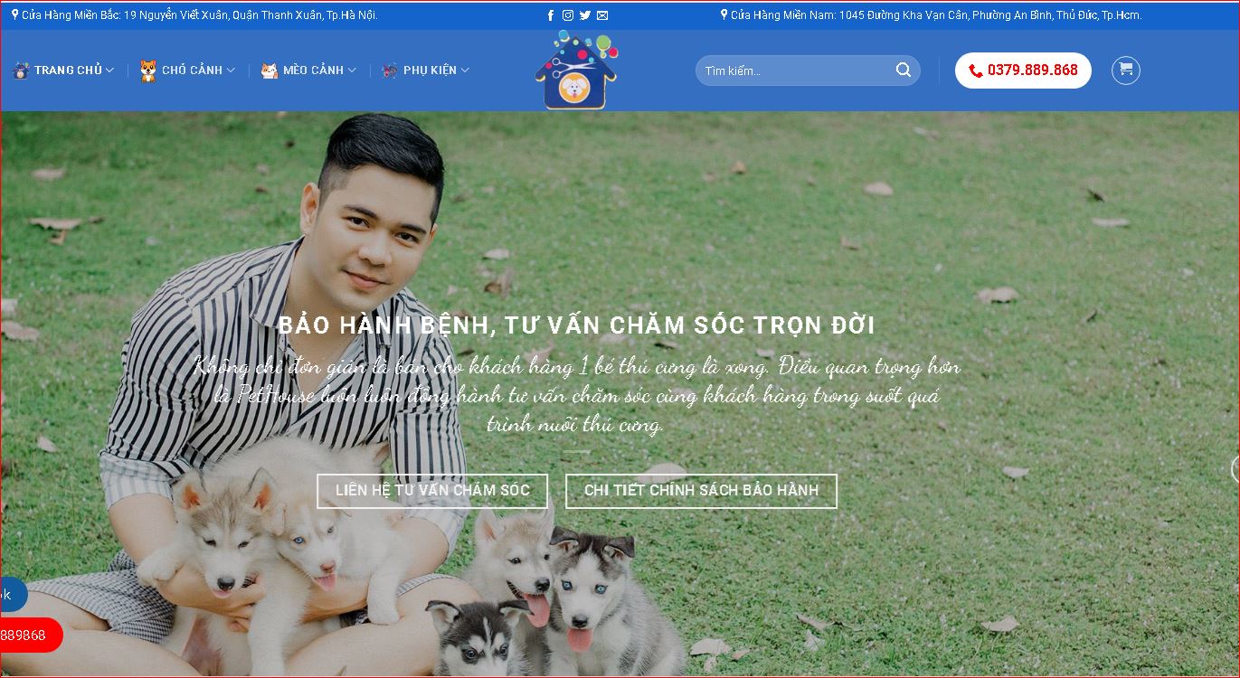 Mẫu website bán thú cưng