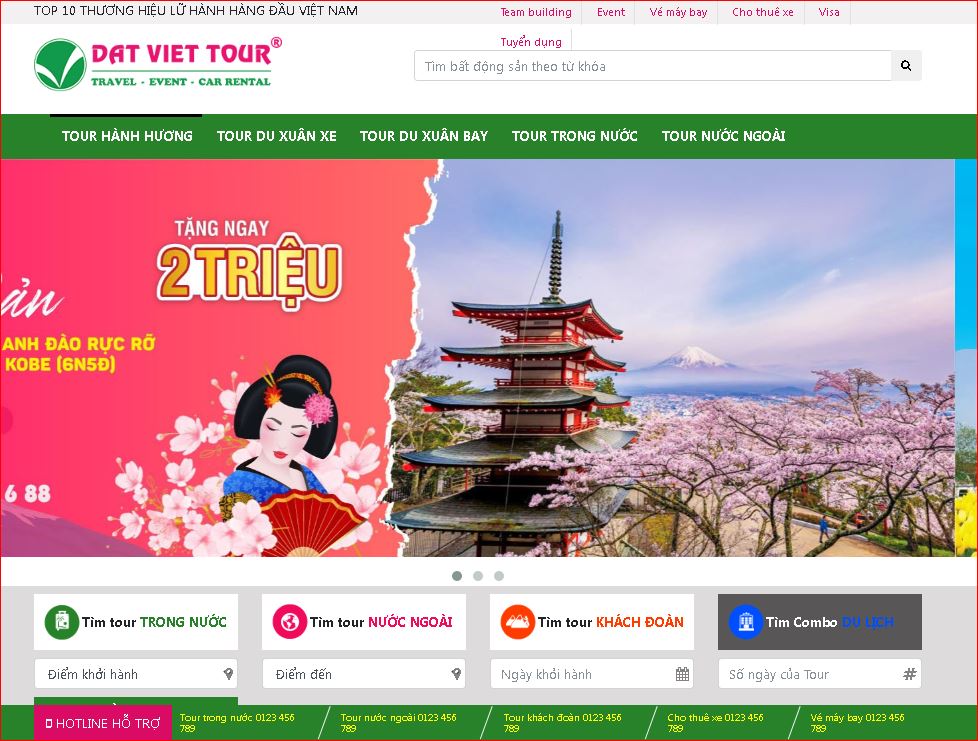 Mẫu website bán tour du lịch