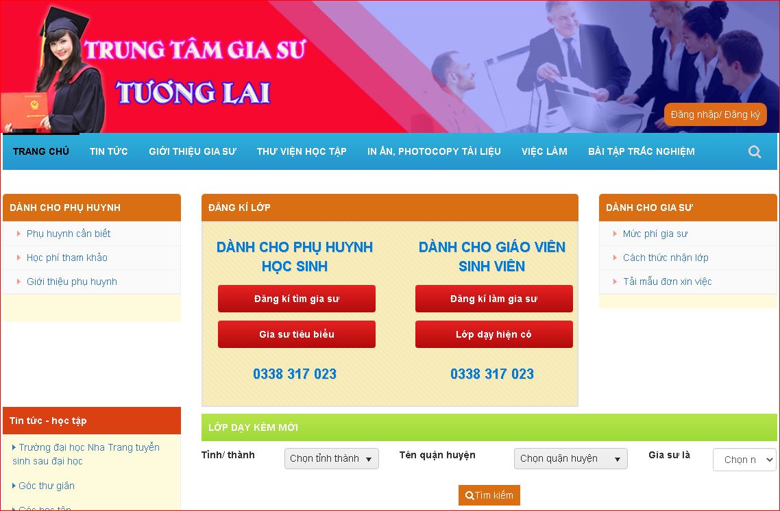 Mẫu website cung cấp dịch vụ gia sư