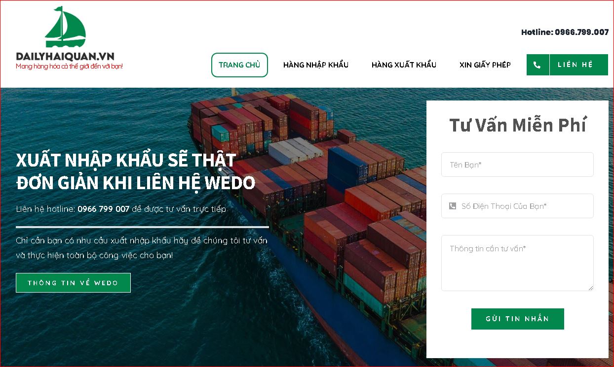 Mẫu website công ty xuất nhập khẩu